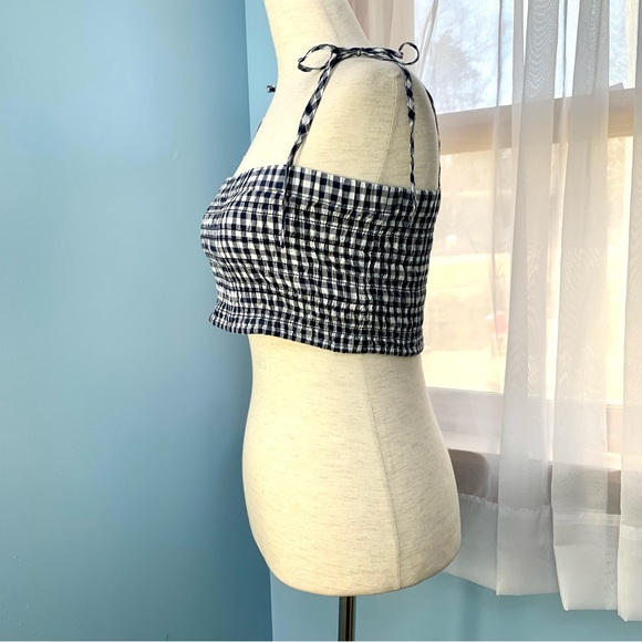 NWT J. Crew Black Gingham Smocked Halter Top - Picture 3 of 7